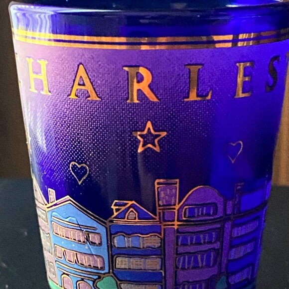 COBALT BLUE Charleston Shot Glass Designed With Landmark Street Whiskey Shot - Picture 1 of 9